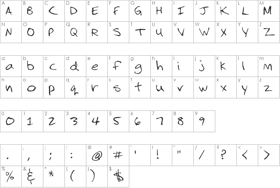 2Dumb font character map preview