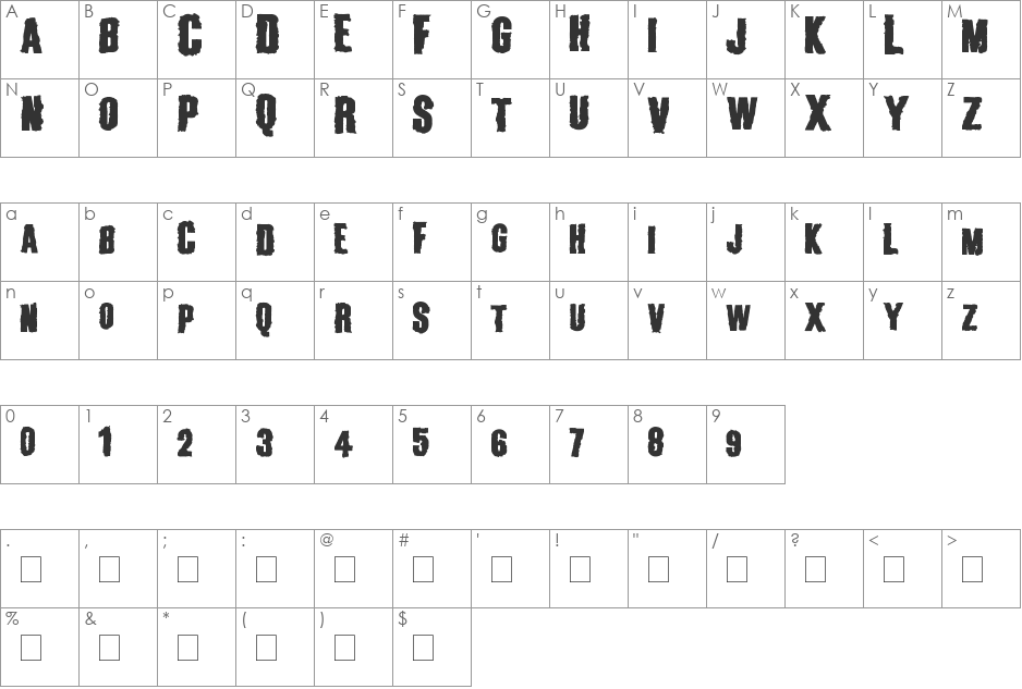 2Peas Billboard font character map preview