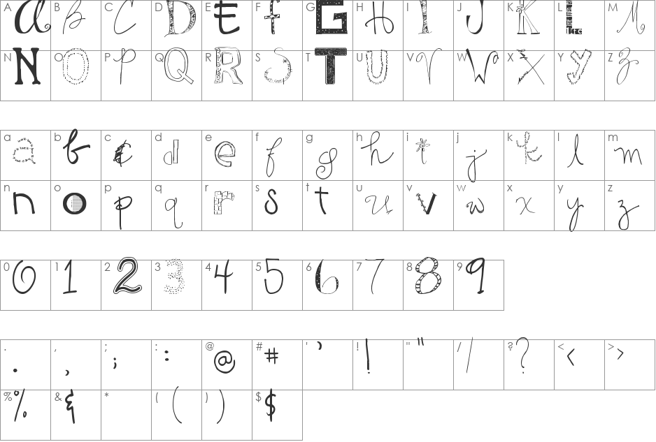 2Peas GG Font font character map preview