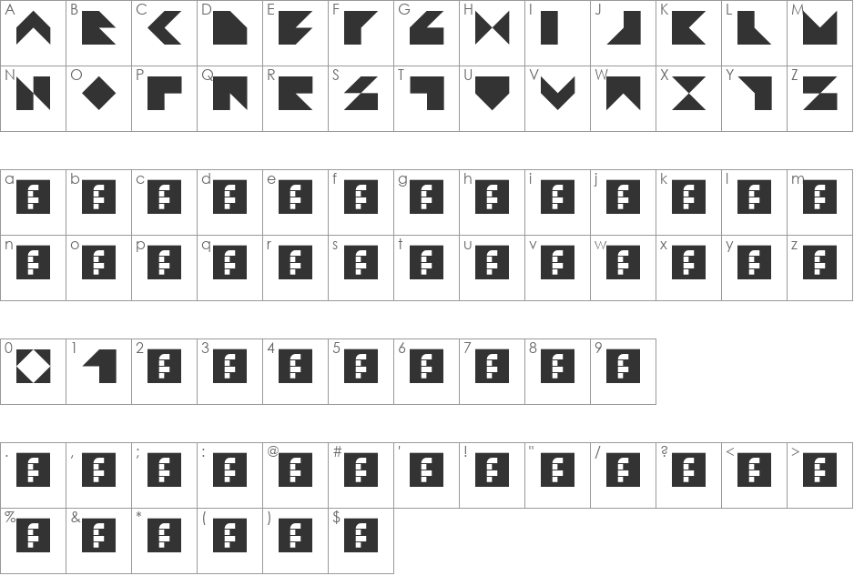 2TO2 font character map preview