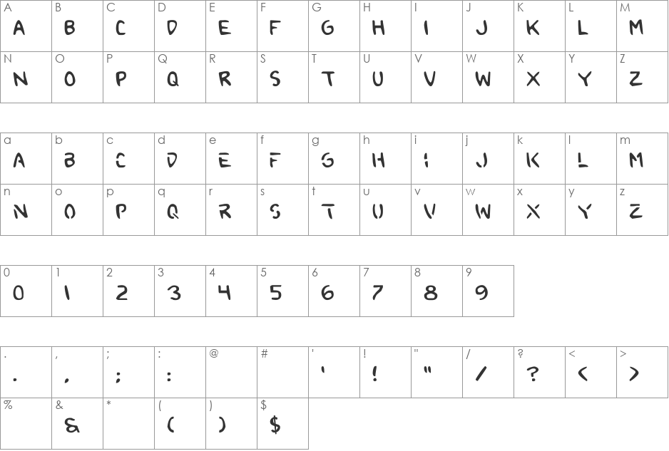 2Toon font character map preview