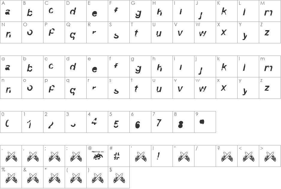 3 Destroy font character map preview