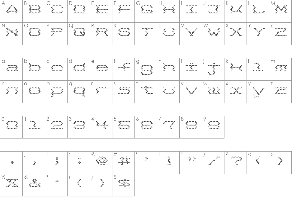3 Megabytes font character map preview