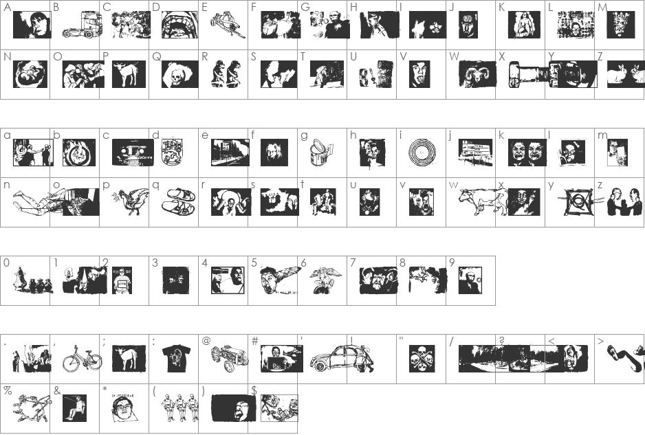 3-2-1-jungbats font character map preview