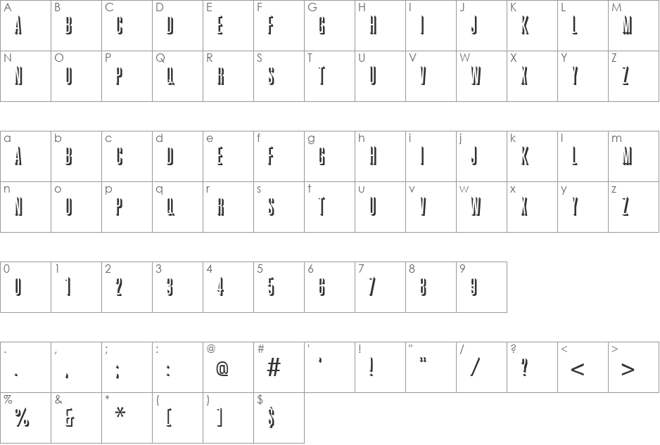 3-DGreatRelief font character map preview