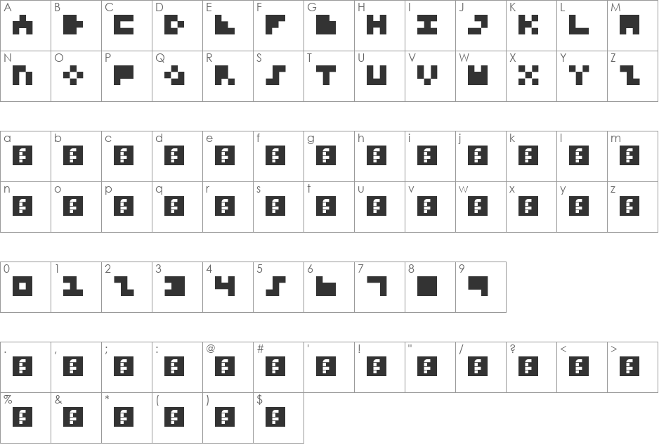 3-pixel font character map preview