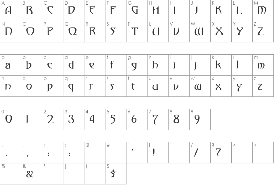 30 font character map preview