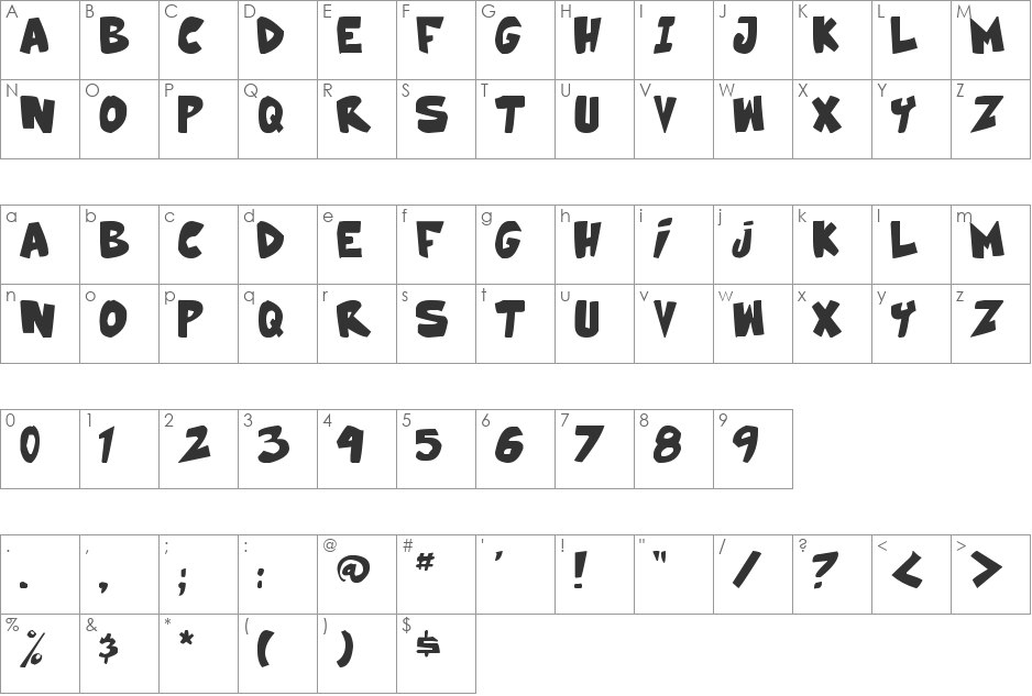30 Pack Girl font character map preview