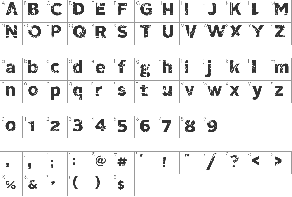 321Perfect font character map preview