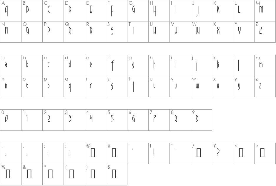 33RPMStylus font character map preview
