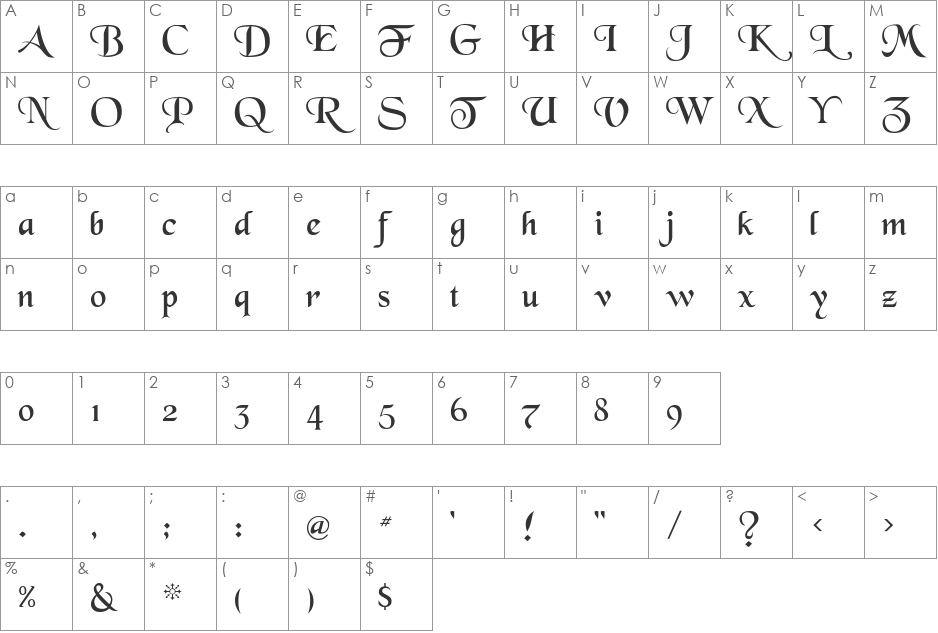 Black Magic font character map preview