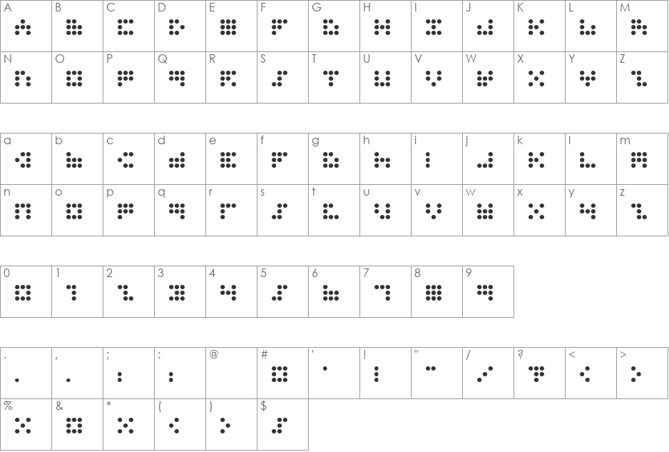 3x3 dots font character map preview