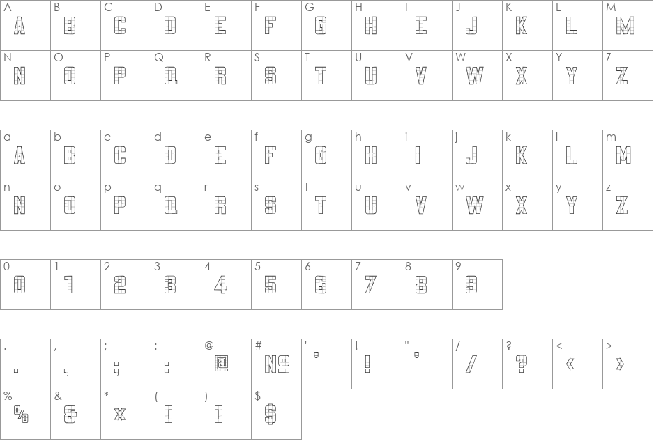 3x5 Techno font character map preview