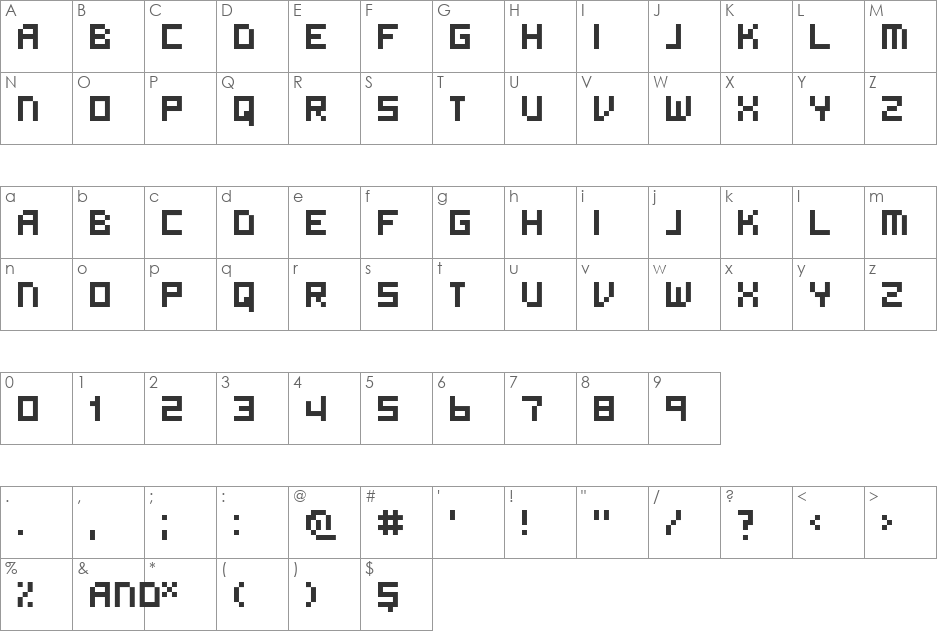 404px font character map preview