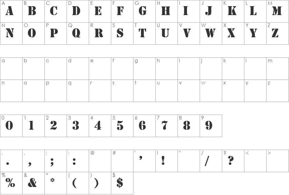 4077th font character map preview