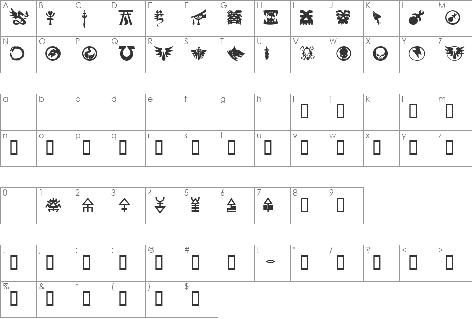 40kIcons font character map preview