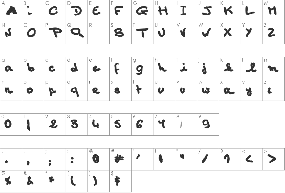 AEZ January- font character map preview