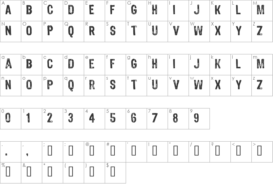 4990810 Eroded font character map preview