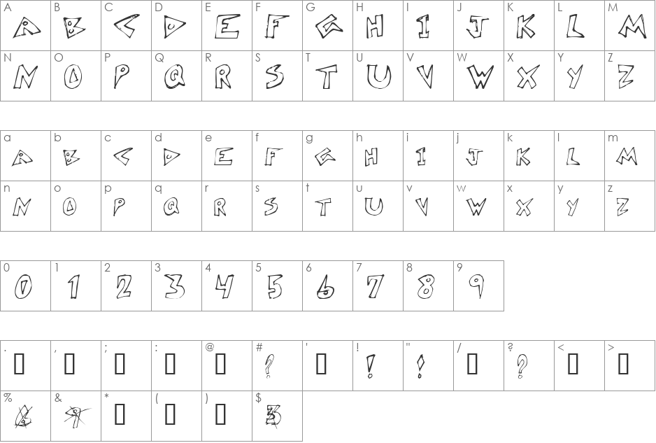 4amDiner font character map preview