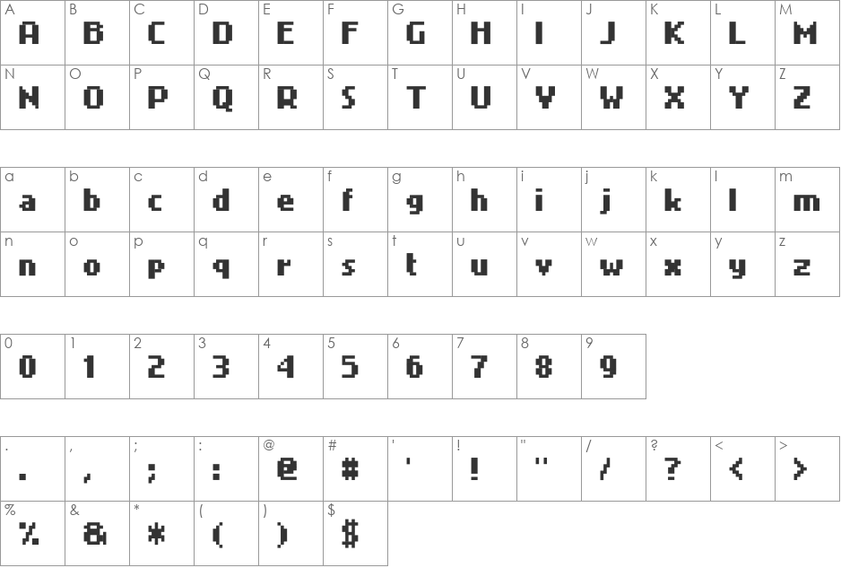 4Mini font character map preview