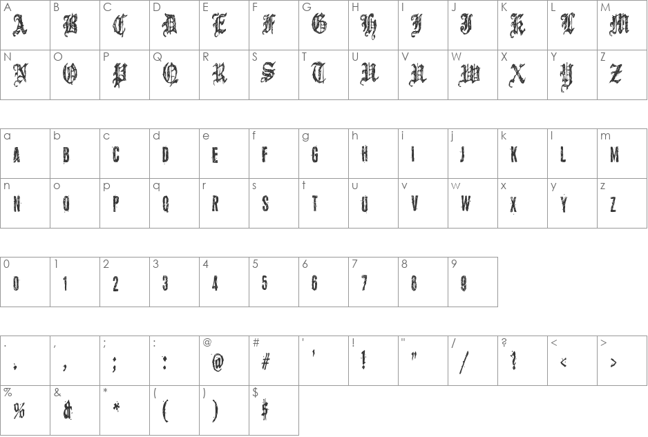 5 font character map preview