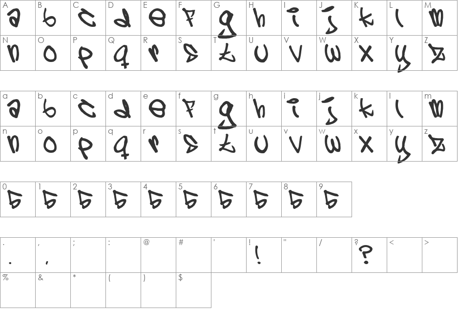 5 cent font character map preview
