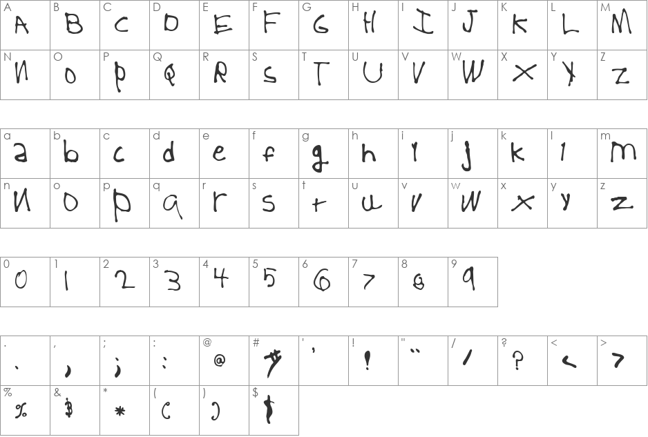 5 Year Old font character map preview