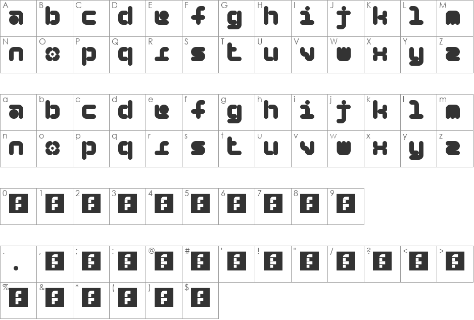 5Beans font character map preview
