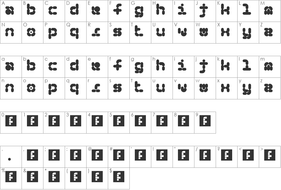 5Beans II font character map preview