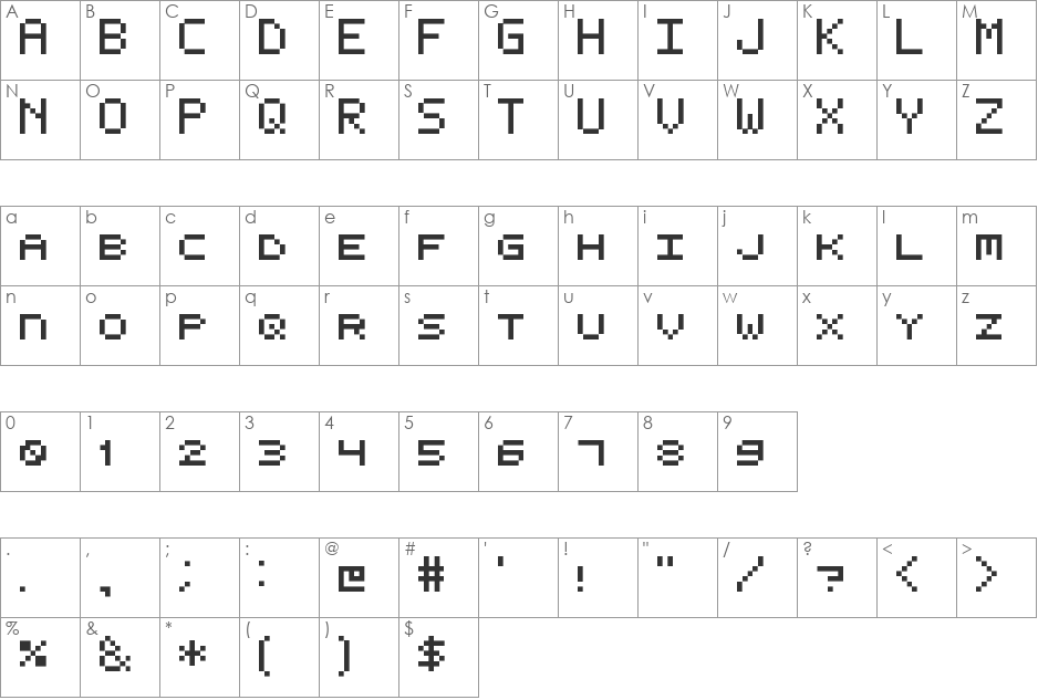 5by7 font character map preview