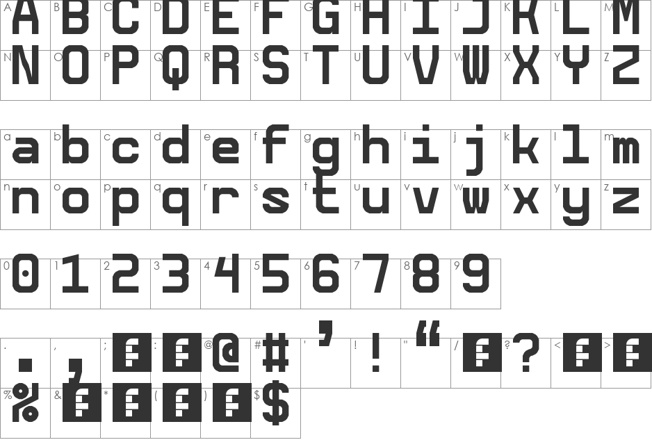 5Ceta Mono font character map preview