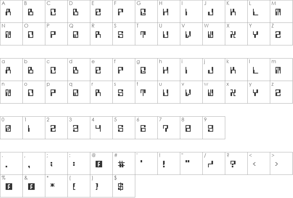 5Computerized font character map preview