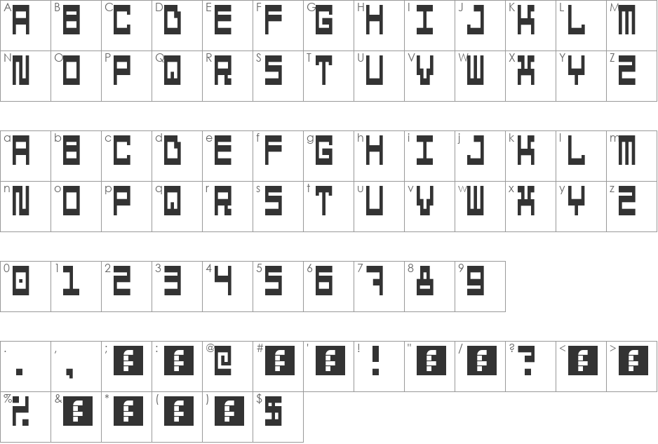 5Computers In Love font character map preview