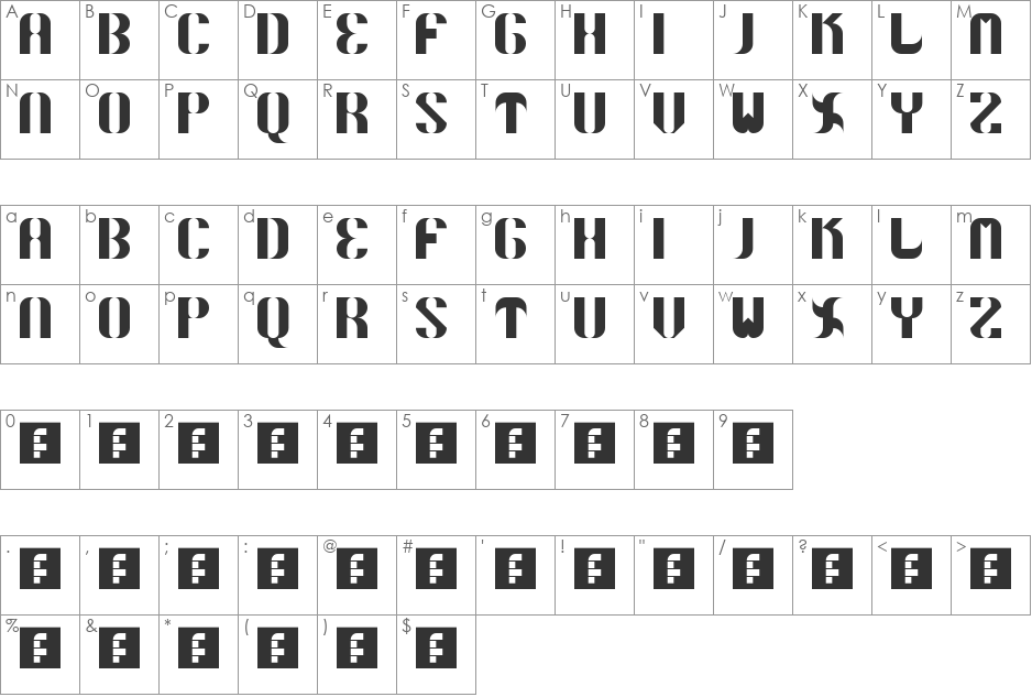 5Curvo font character map preview