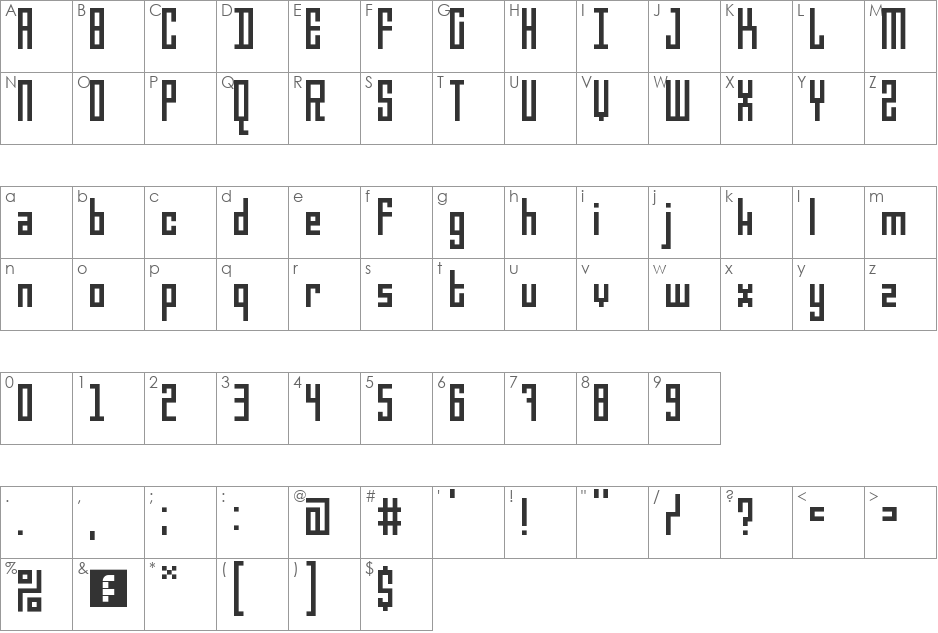 5Darius  font character map preview