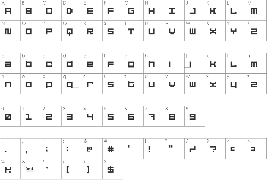 5Didgit Solid font character map preview