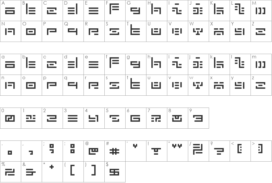 5Fatal Error font character map preview