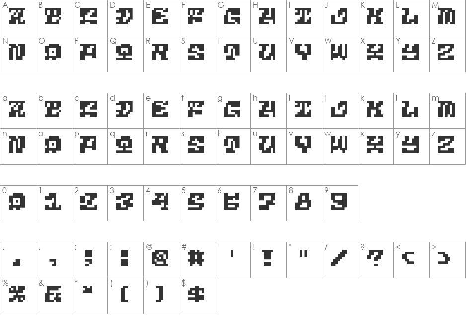 5Pixdeath font character map preview