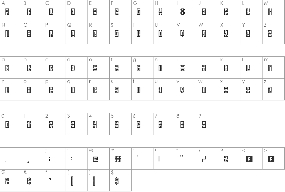 5Psycho! font character map preview
