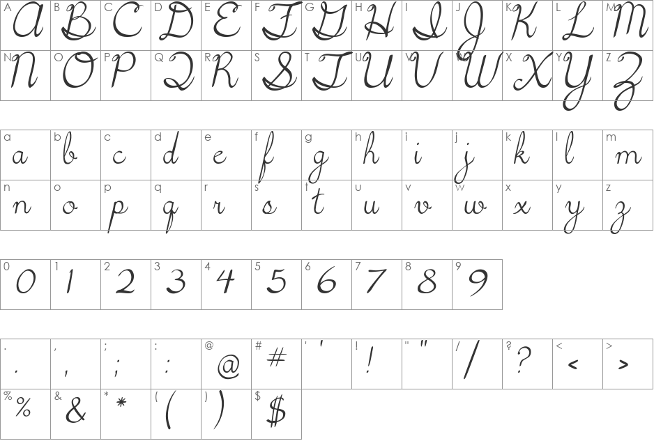 5th Grade Cursive font character map preview