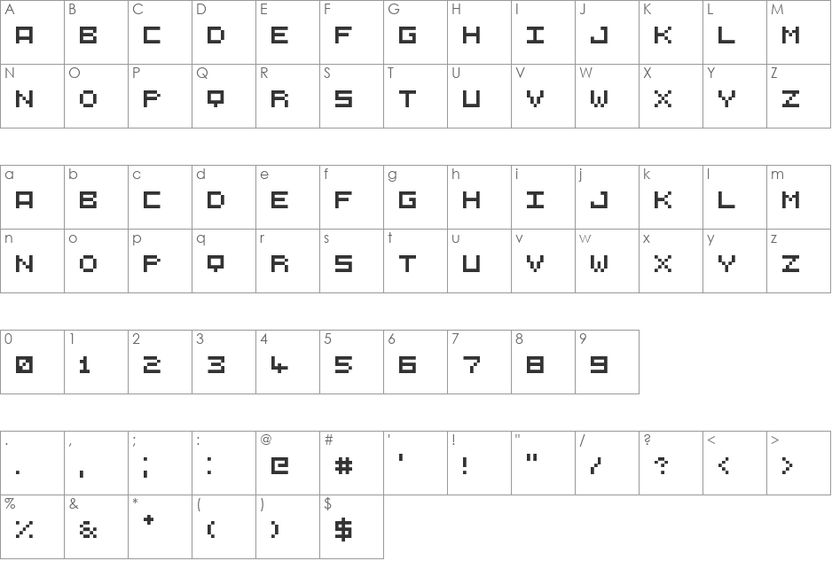 5X5 Bitmap font character map preview