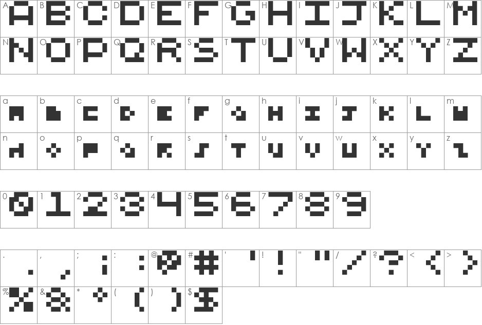 5x5 Pix font character map preview