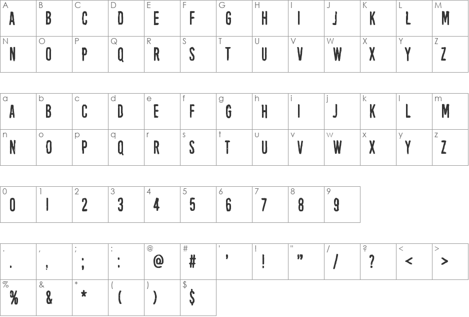 Black Owl font character map preview