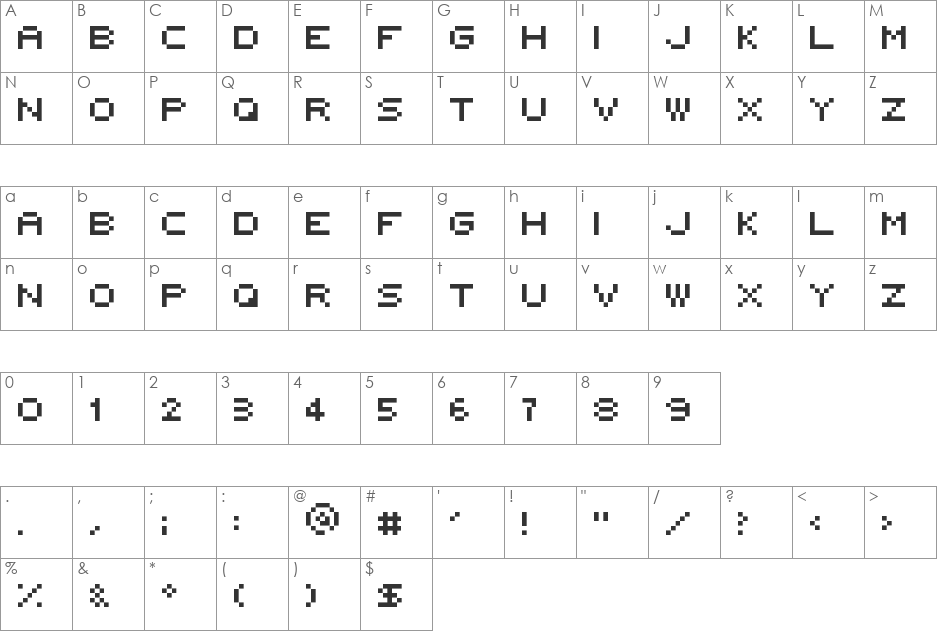 5x5 rounded font character map preview