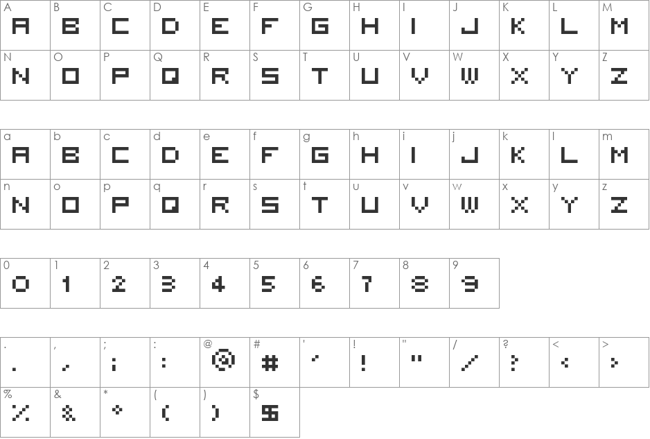 5x5 square font character map preview