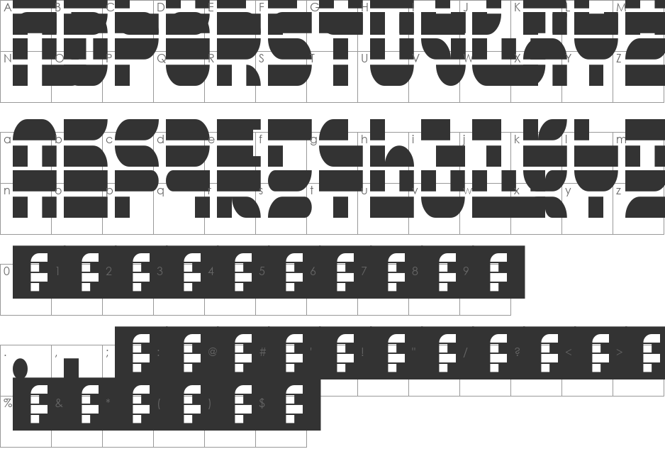 5Zonex font character map preview
