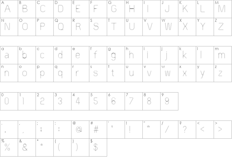 60sSTRIPE font character map preview