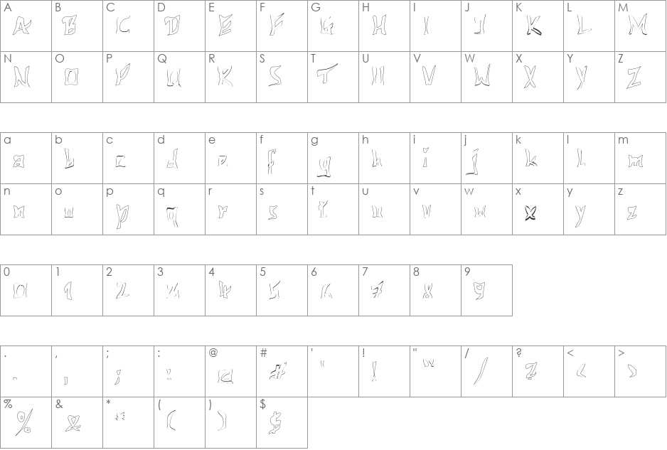 612KosheyLine font character map preview