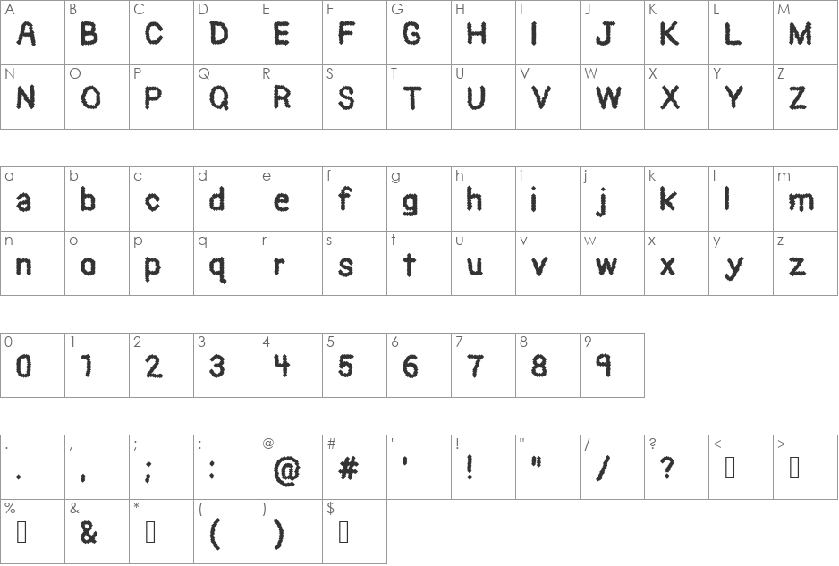 Black Pixel font character map preview