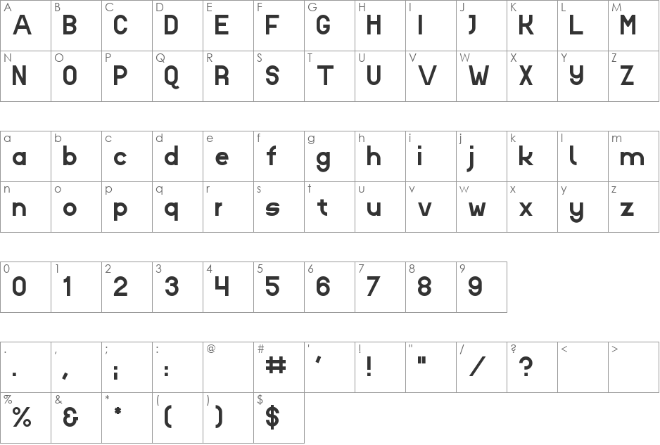 629Supplement V2 font character map preview